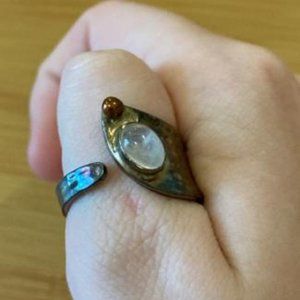 India 925 Sterling Gold and Brass ring